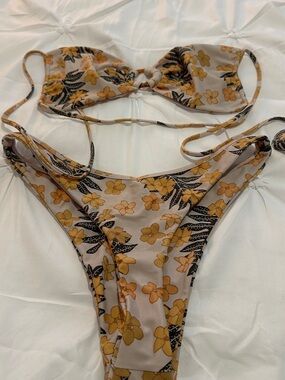 Benoa Swim Yellow Floral Tie Bikini